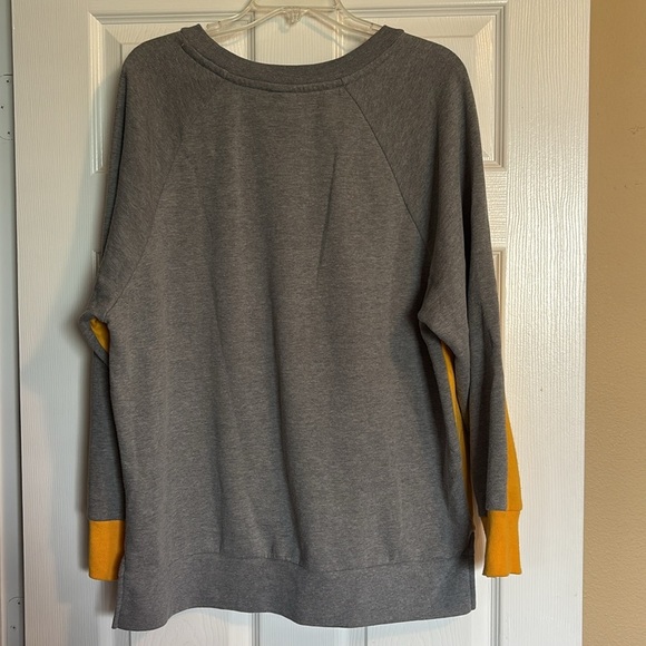 PINK Victoria's Secret women’s yellow and gray oversized sweatshirt size medium - Picture 7 of 9